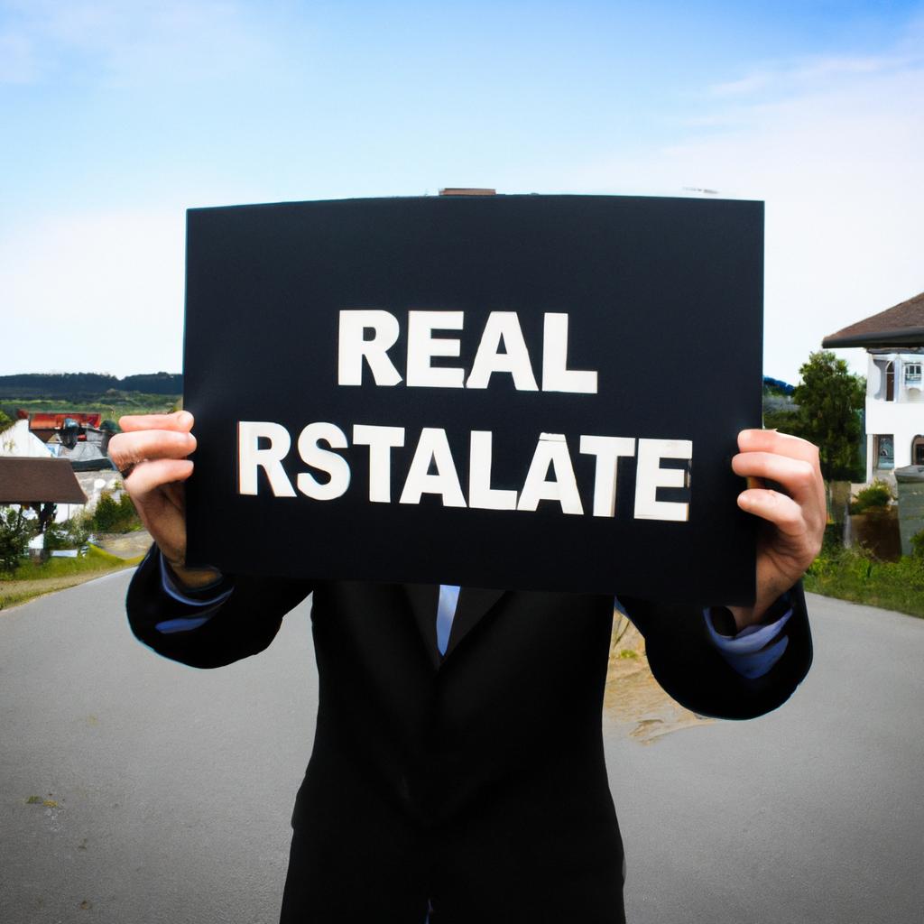 Person holding real estate sign