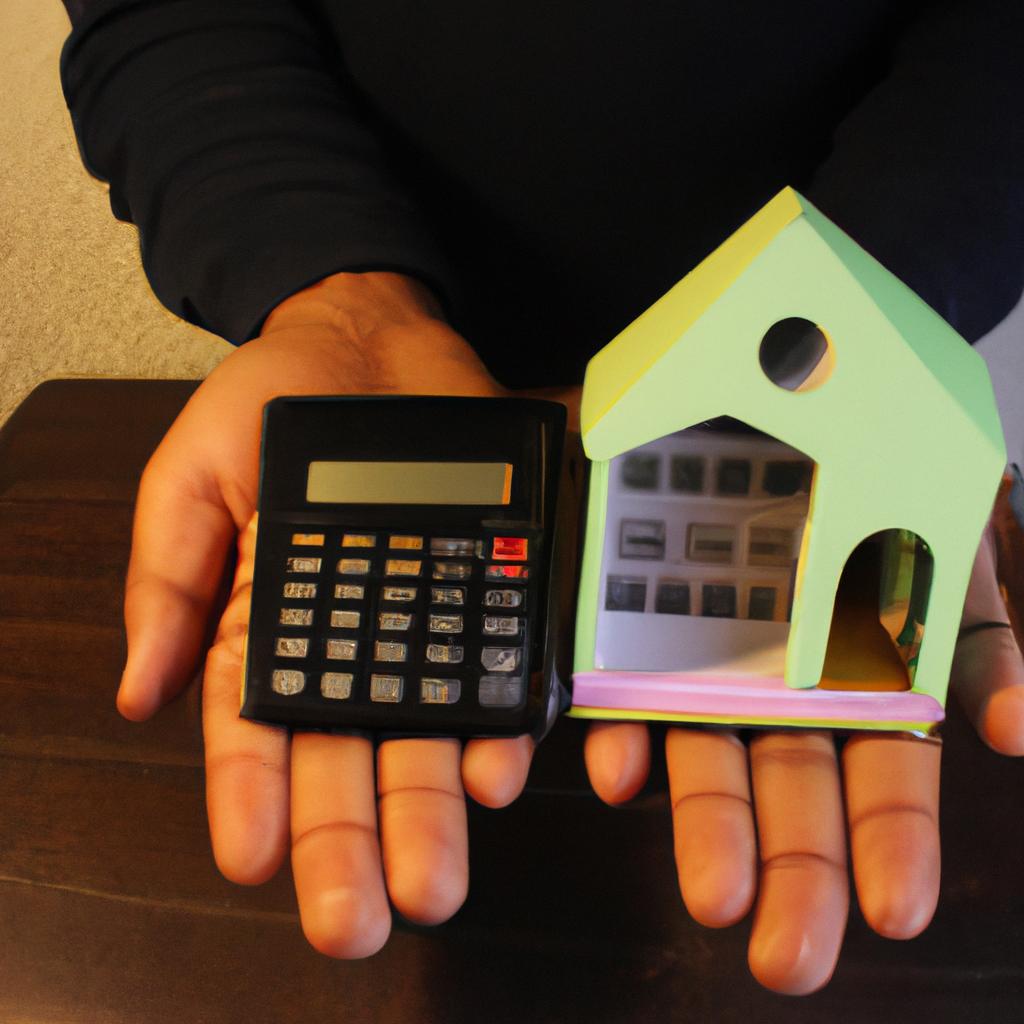 Person holding house and calculator